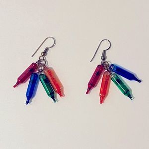 Vintage Holiday Christmas Lights Bulb Dangle Earrings